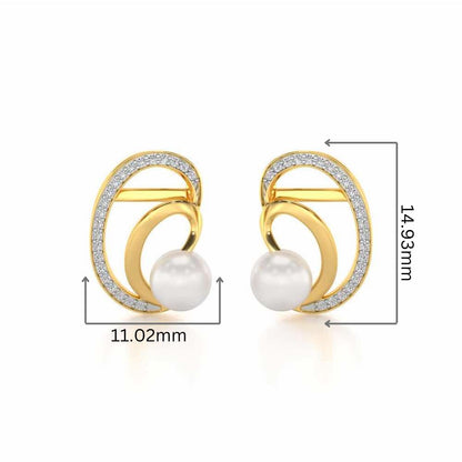 Oyster Silver Pearl Earrings - Yellow Gold - Image 2