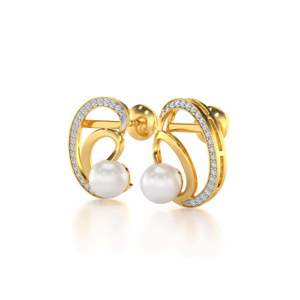 Oyster Silver Pearl Earrings - Yellow Gold - Image 3