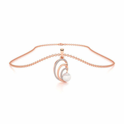 Oyster Silver Pearl Pendant - Rose Gold - Image 3