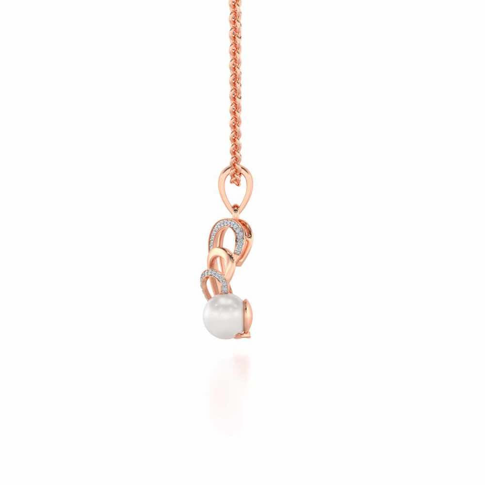 Oyster Silver Pearl Pendant - Rose Gold - Image 4