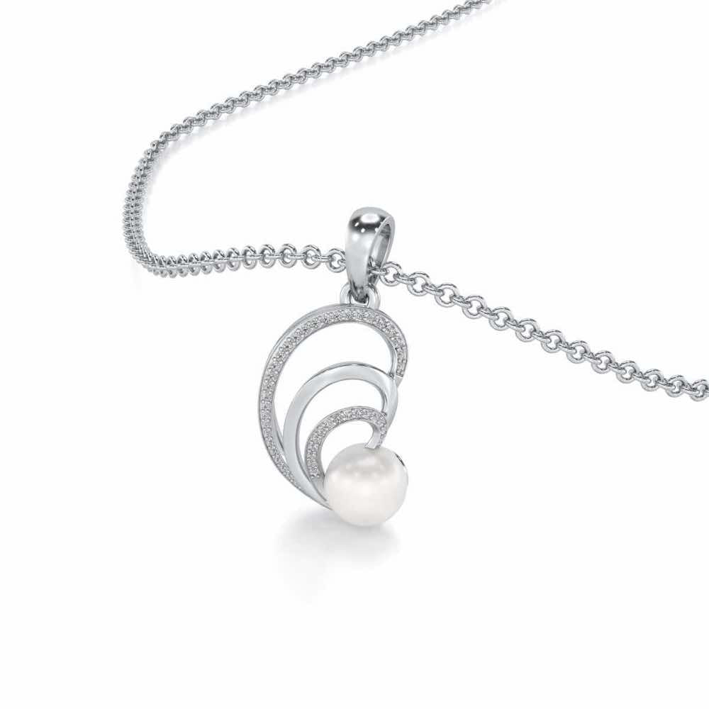 Oyster Silver Pearl Pendant - White Gold - Image 1