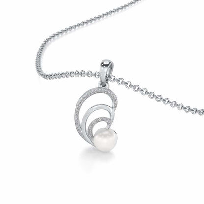 Oyster Silver Pearl Pendant - White Gold - Image 1