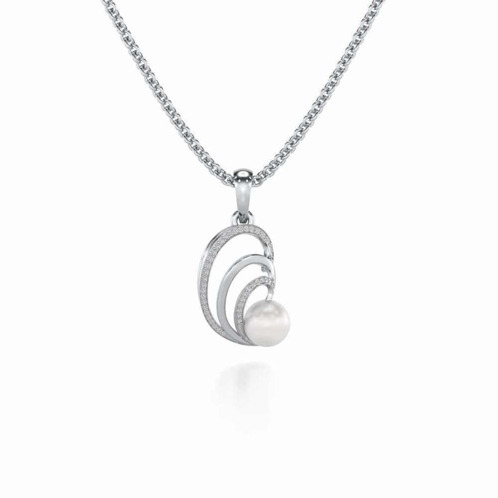 Oyster Silver Pearl Pendant - White Gold - Image 2