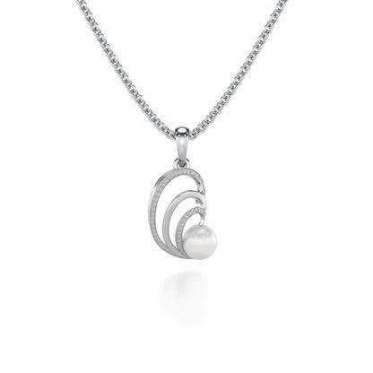 Oyster Silver Pearl Pendant - White Gold - Image 2