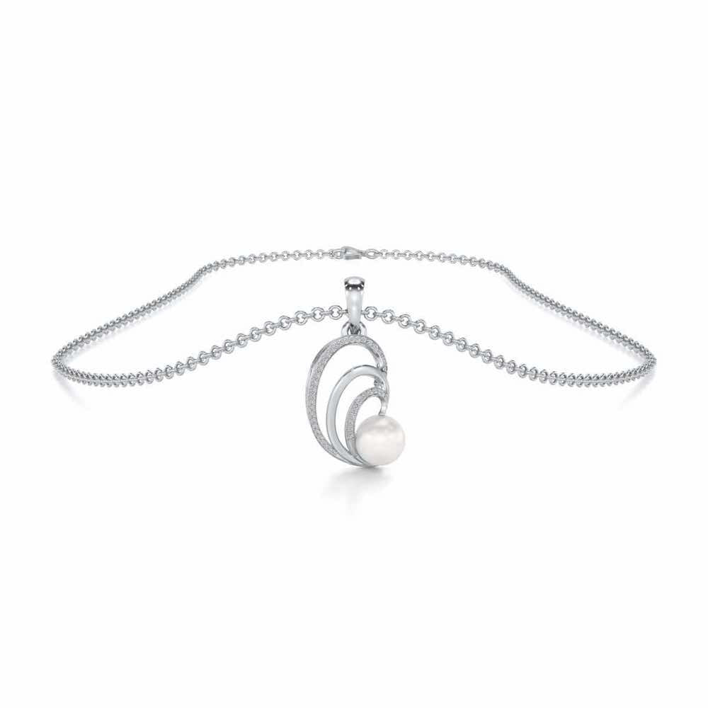 Oyster Silver Pearl Pendant - White Gold - Image 3
