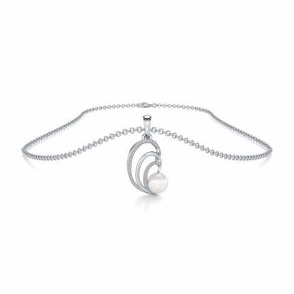 Oyster Silver Pearl Pendant - White Gold - Image 3