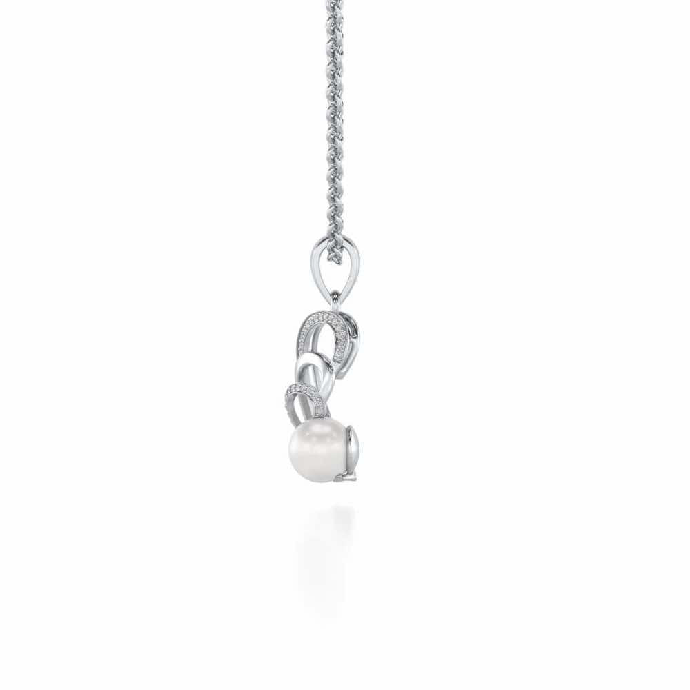 Oyster Silver Pearl Pendant - White Gold - Image 4