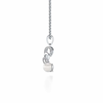 Oyster Silver Pearl Pendant - White Gold - Image 4
