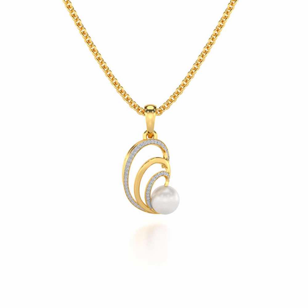 Oyster Silver Pearl Pendant - Yellow Gold - Image 2