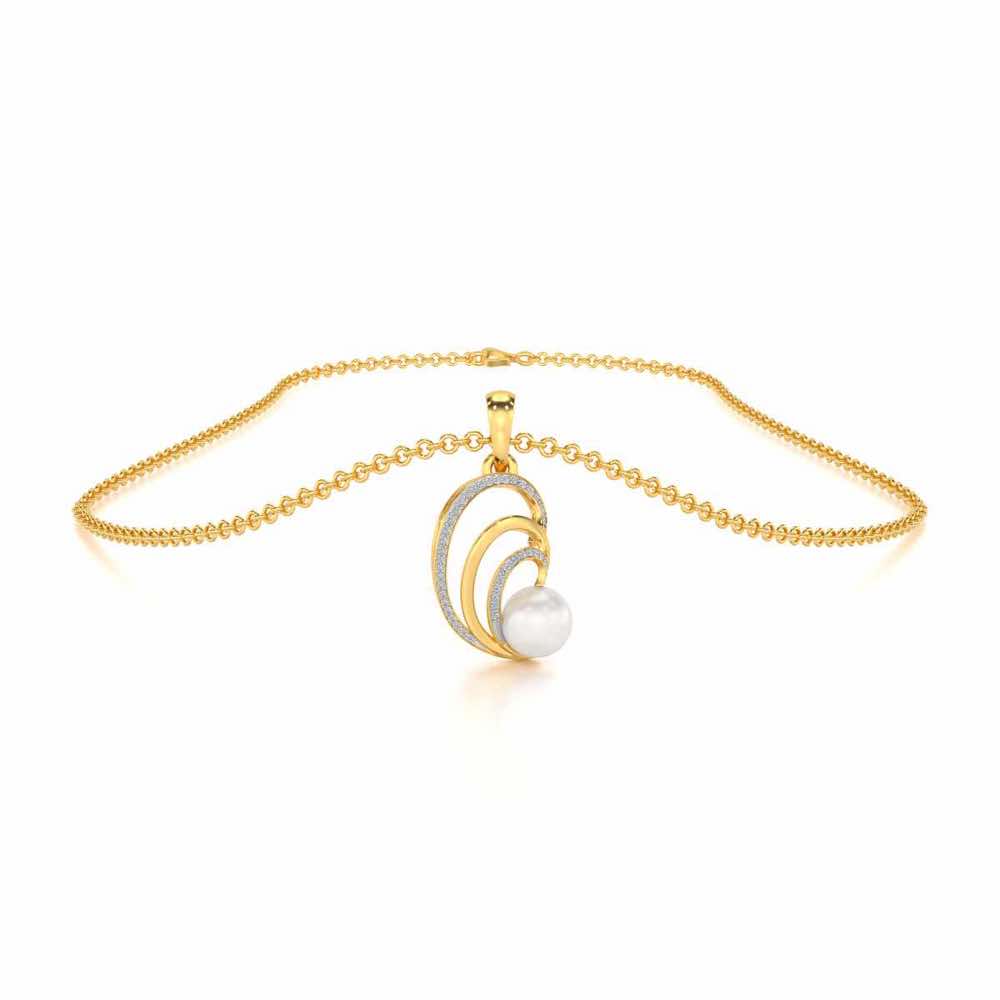 Oyster Silver Pearl Pendant - Yellow Gold - Image 3