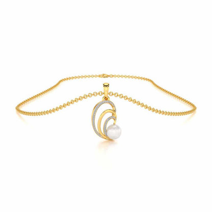 Oyster Silver Pearl Pendant - Yellow Gold - Image 3