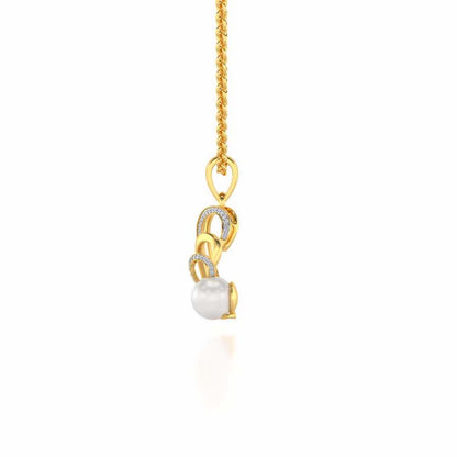 Oyster Silver Pearl Pendant - Yellow Gold - Image 4