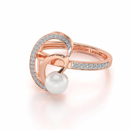 Oyster Silver Pearl Ring - Rose Gold - Image 2