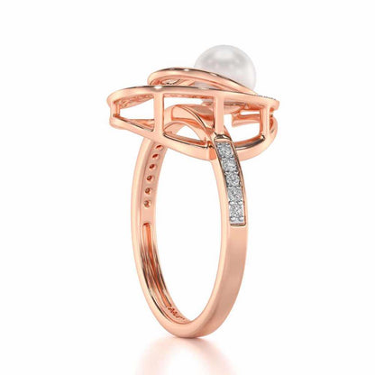 Oyster Silver Pearl Ring - Rose Gold - Image 3
