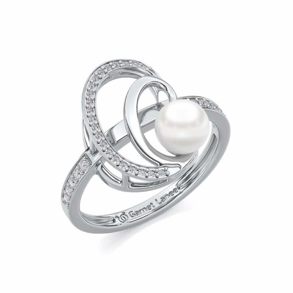 Oyster Silver Pearl Ring - White Gold - Image 1