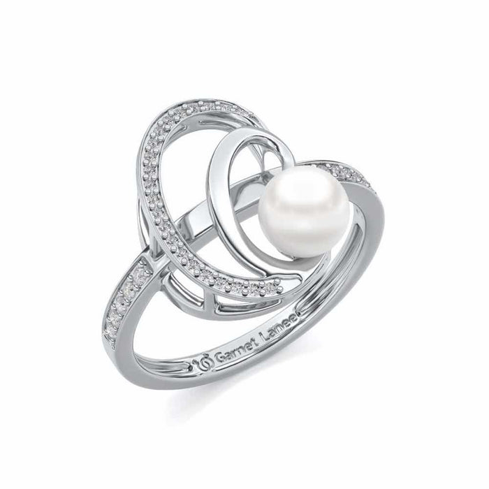 Oyster Silver Pearl Ring - White Gold - Image 1
