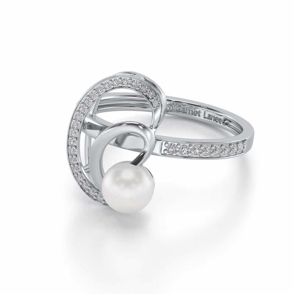 Oyster Silver Pearl Ring - White Gold - Image 2