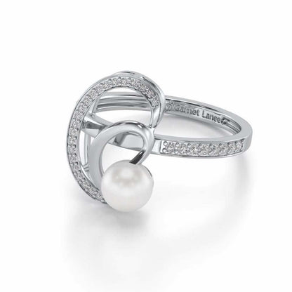 Oyster Silver Pearl Ring - White Gold - Image 2