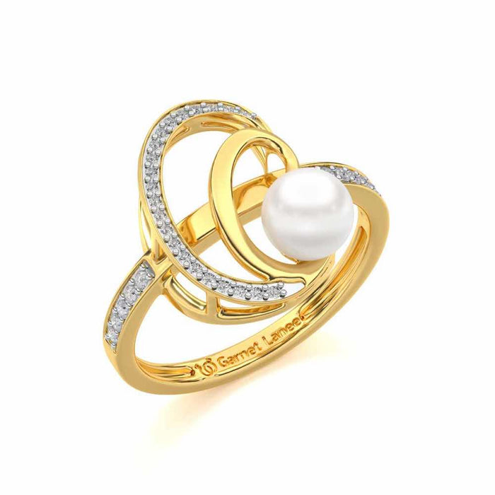 Oyster Silver Pearl Ring - Yellow Gold - Image 1