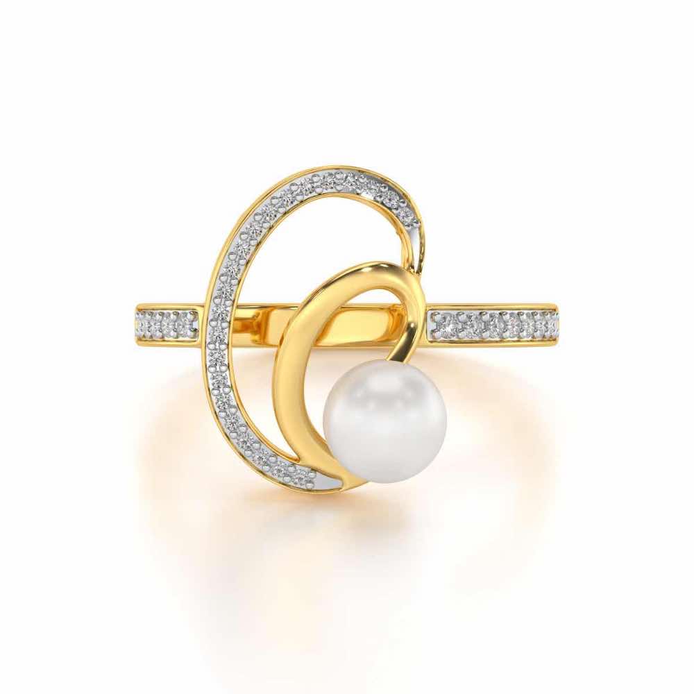 Oyster Silver Pearl Ring - Yellow Gold - Image 4