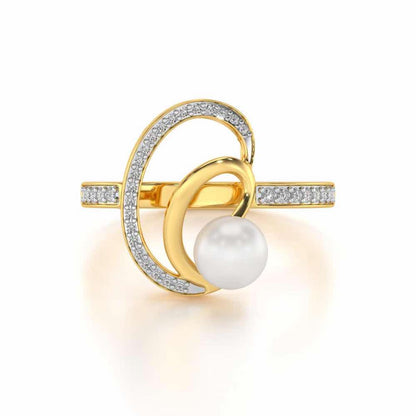 Oyster Silver Pearl Ring - Yellow Gold - Image 4