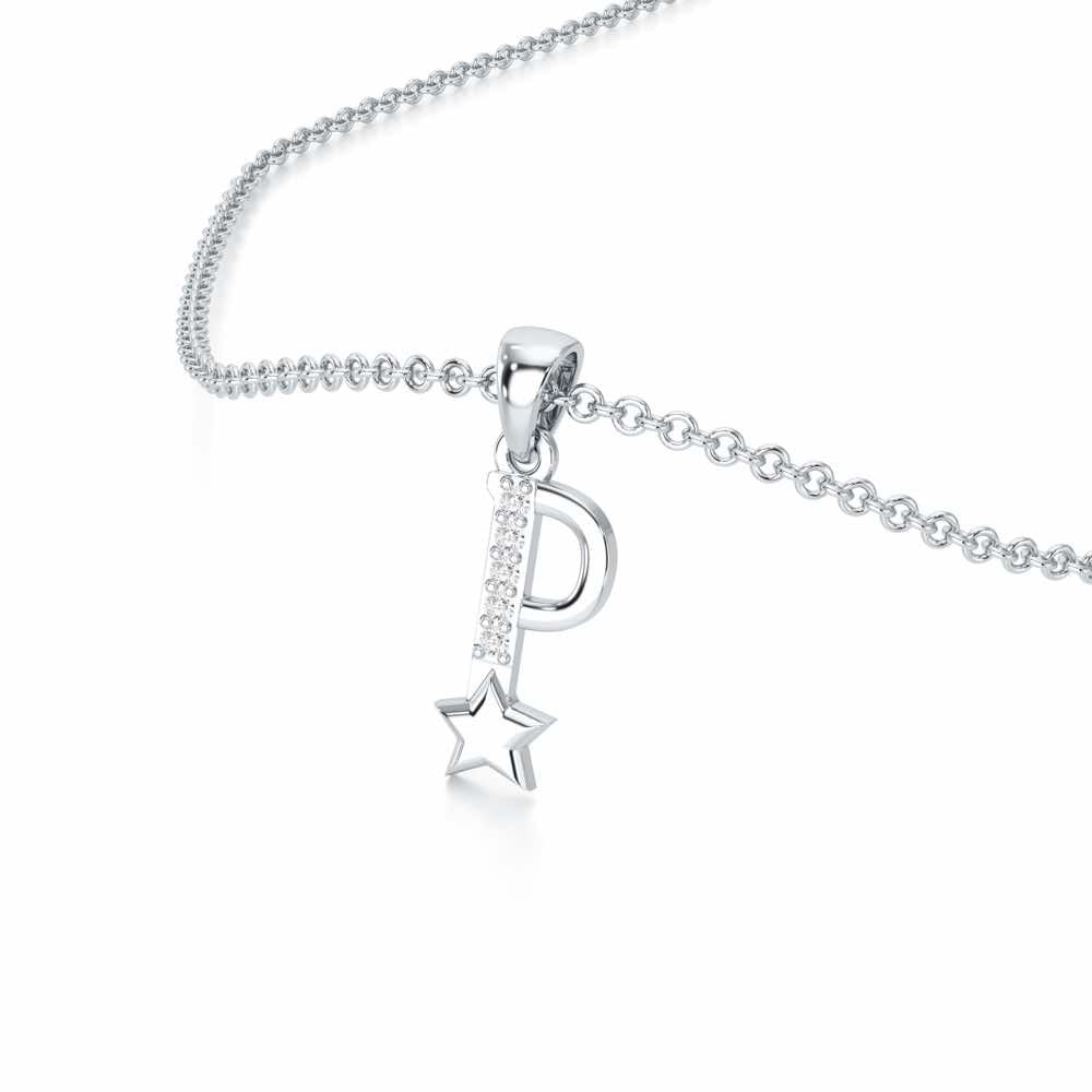 P-Glint Silver Pendant - White Gold - Image 2