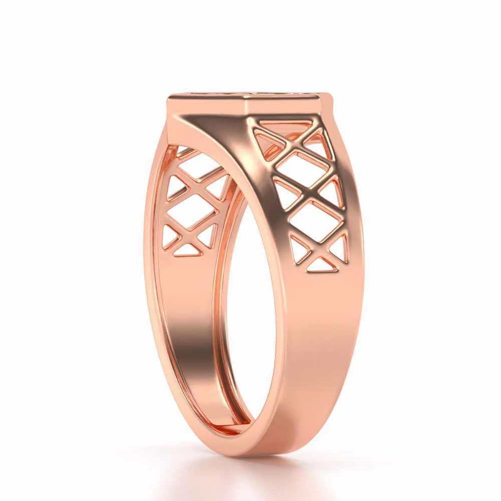 Packed Hexa Silver Ring For Men - Rose Gold - Image 3