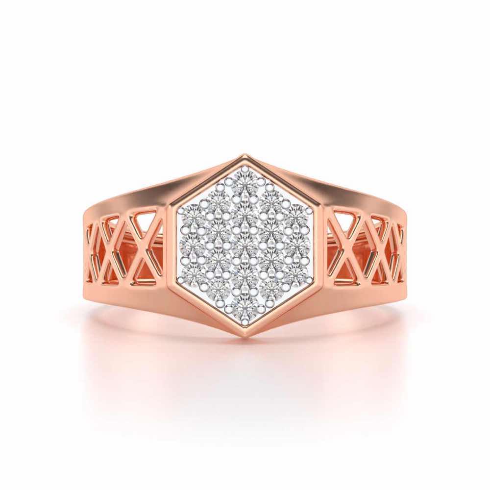 Packed Hexa Silver Ring For Men - Rose Gold - Image 4