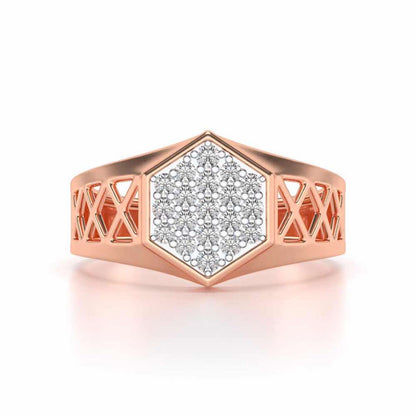 Packed Hexa Silver Ring For Men - Rose Gold - Image 4