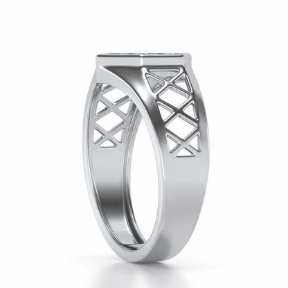 Packed Hexa Silver Ring For Men - White Gold - Image 3
