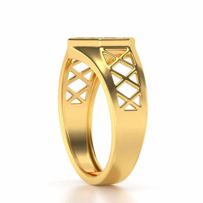 Packed Hexa Silver Ring For Men - Yellow Gold - Image 3