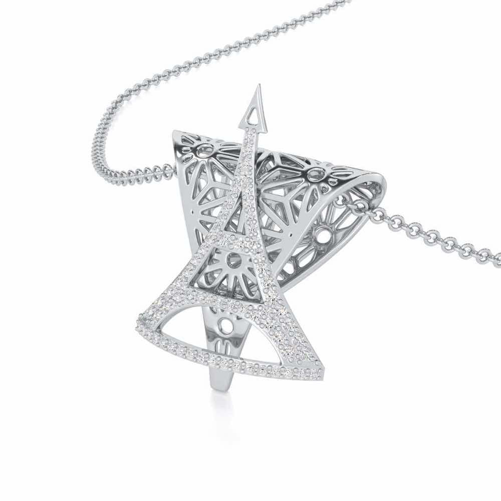 Paris Story Silver Pendant - White Gold - Image 2