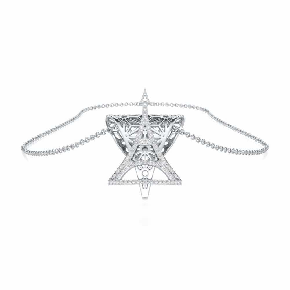 Paris Story Silver Pendant - White Gold - Image 3