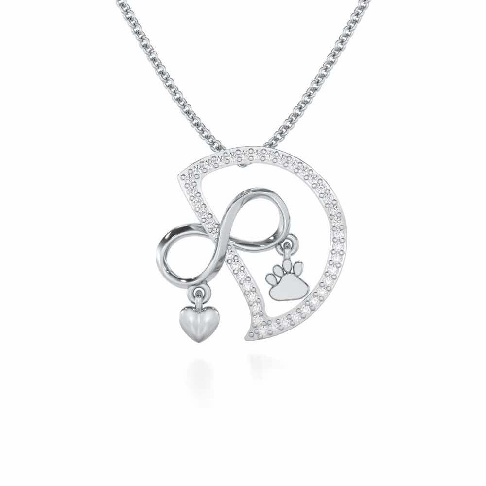 Pawsome Silver Pendant - White Gold - Image 1