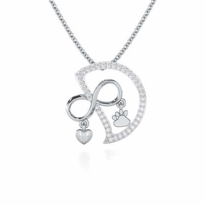 Pawsome Silver Pendant - White Gold - Image 1