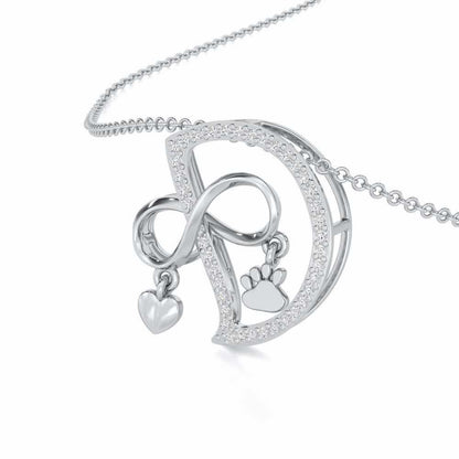 Pawsome Silver Pendant - White Gold - Image 2