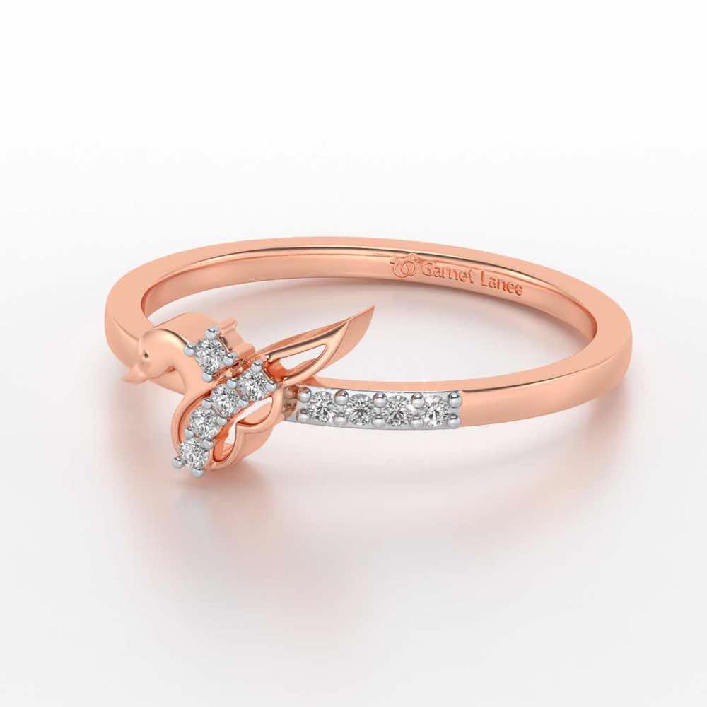 Peacock Silver Ring - Rose Gold - Image 2