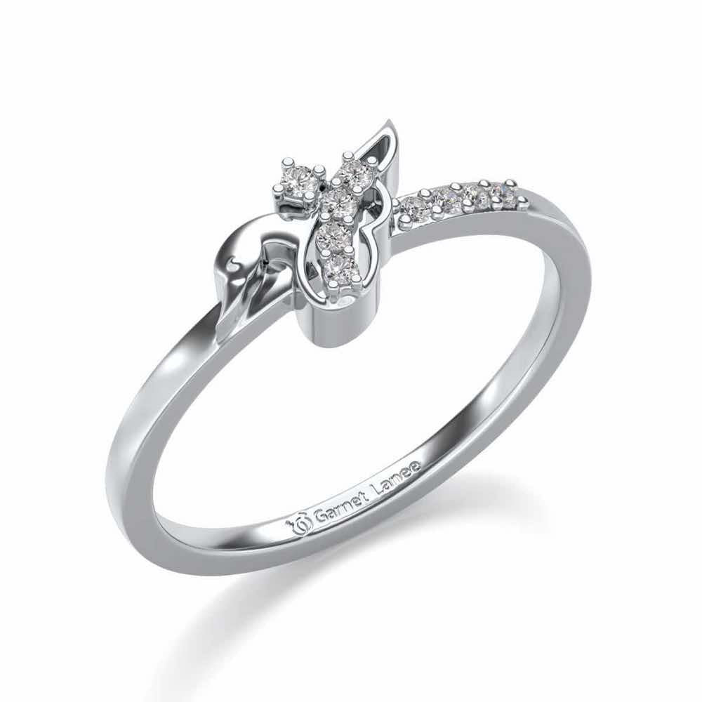Peacock Silver Ring - White Gold - Image 1
