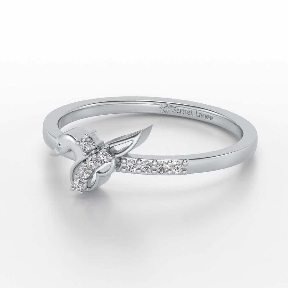 Peacock Silver Ring - White Gold - Image 2
