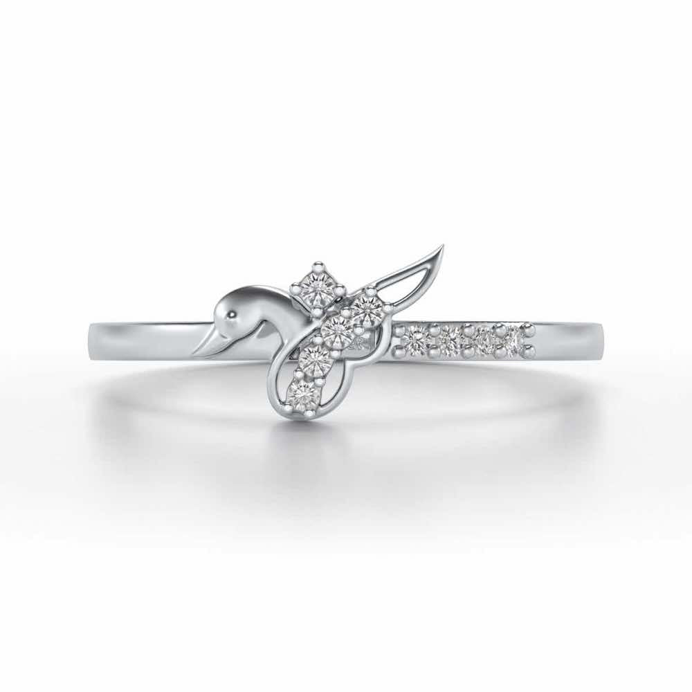 Peacock Silver Ring - White Gold - Image 4