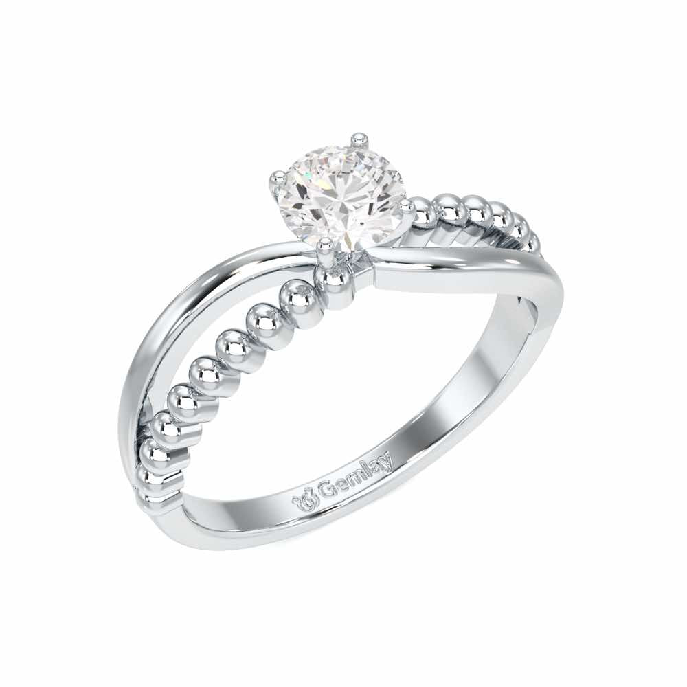Pellet Trail Solitaire Ring - White Gold - Image 1