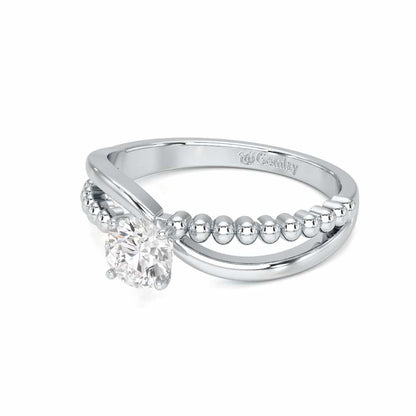 Pellet Trail Solitaire Ring - White Gold - Image 2