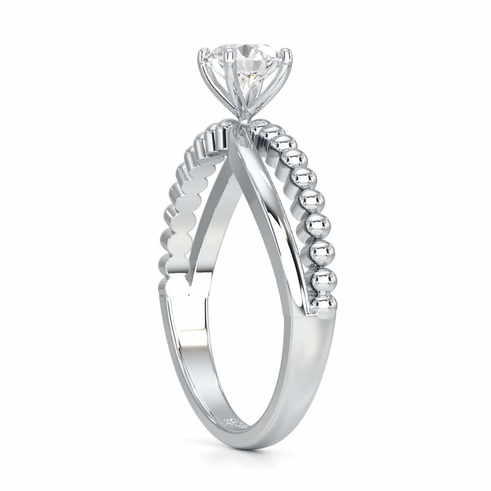Pellet Trail Solitaire Ring - White Gold - Image 3
