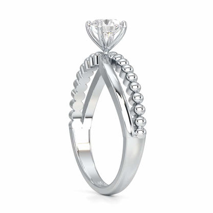 Pellet Trail Solitaire Ring - White Gold - Image 3