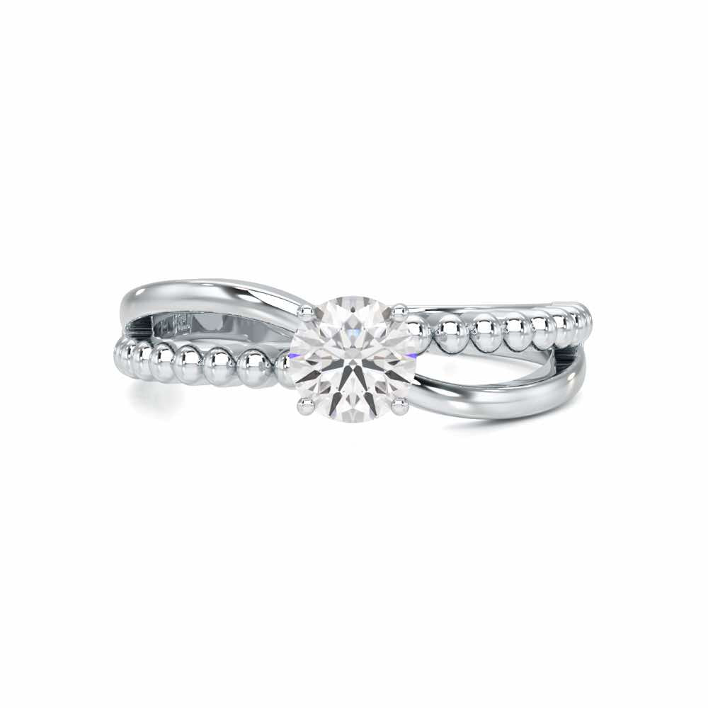 Pellet Trail Solitaire Ring - White Gold - Image 4