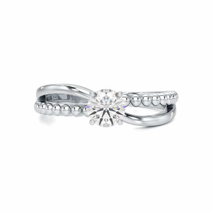 Pellet Trail Solitaire Ring - White Gold - Image 4