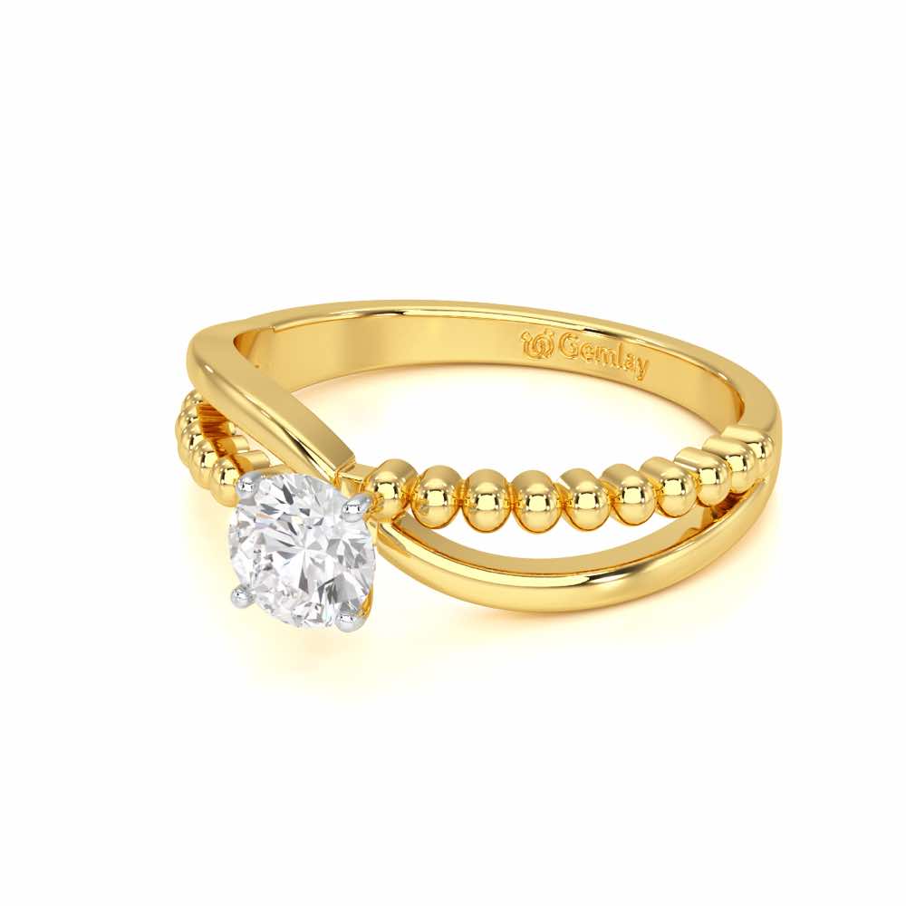 Pellet Trail Solitaire Ring - Yellow Gold - Image 2