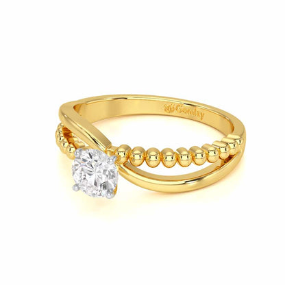 Pellet Trail Solitaire Ring - Yellow Gold - Image 2