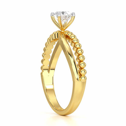 Pellet Trail Solitaire Ring - Yellow Gold - Image 3