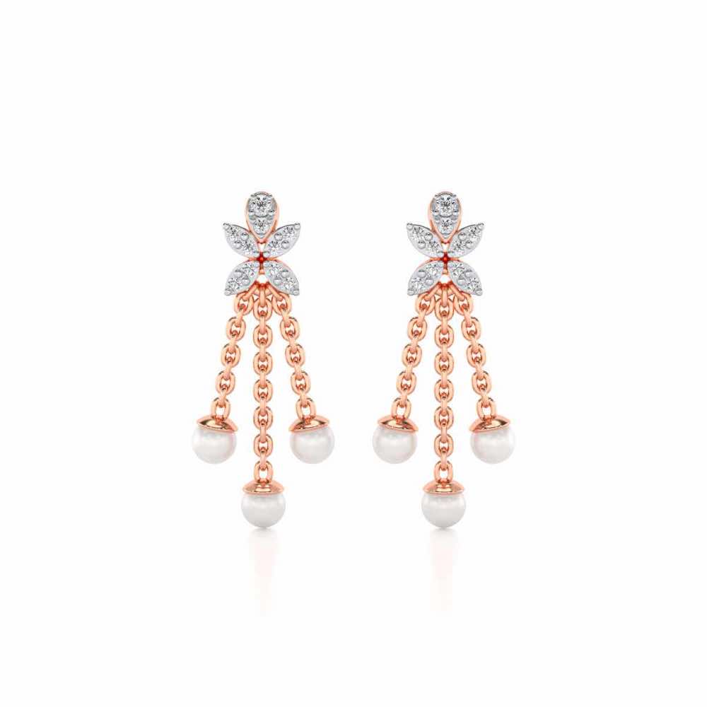 Penelope Silver Dangler Earrings - Rose Gold - Image 1